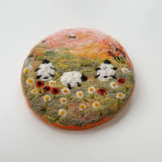 Absorbent Handmade Sheep Felt Coasters By Maria Callary Toys