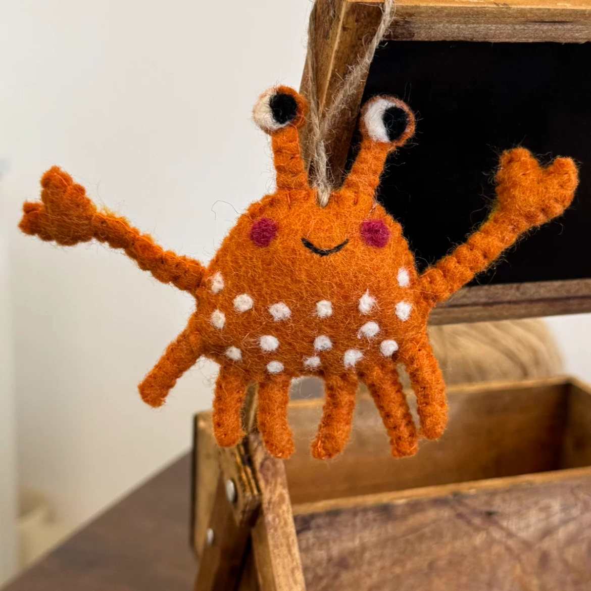 Adorable Crab Felt Hanging Decoration and Bag Charm By Maria Callary Toys