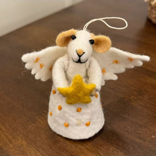 Angel Sheep Felt Animal Ornament Hanging Decoration By Maria Callary Toys
