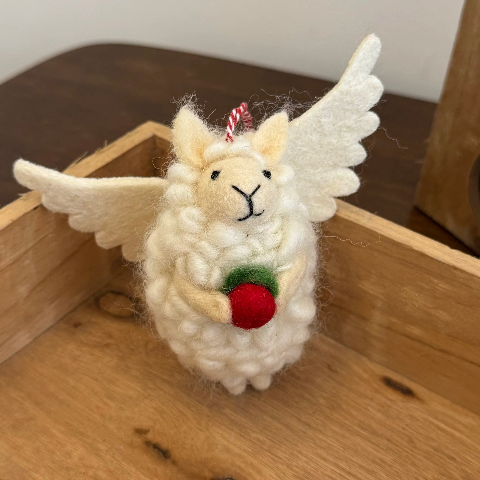 Angel Sheep Felt Bag Charm Hanging Decoration By Maria Callary Toys