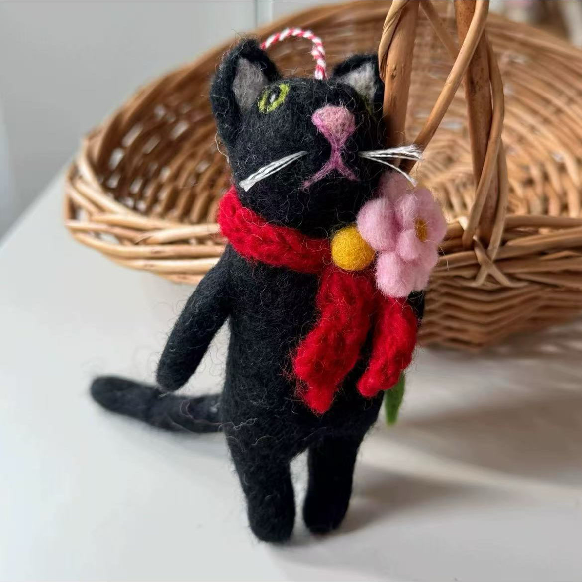 Cat Felt Animal Ornament Hanging Decoration By Maria Callary Toys