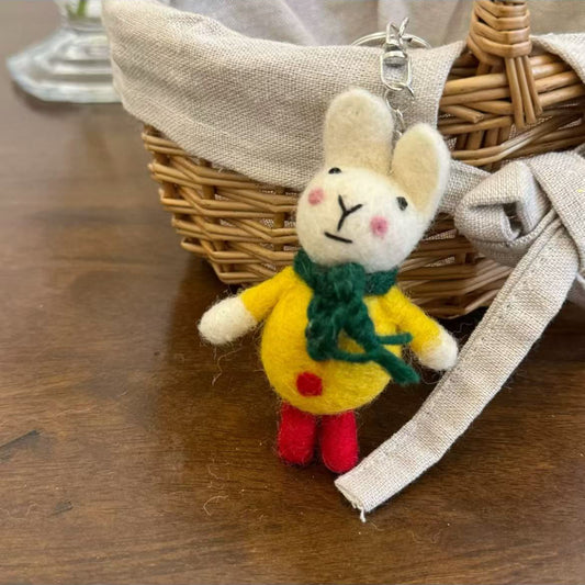 Cute Felt Rabbit Bag Keychain Charm for Bags and Accessories By Maria Callary Toys