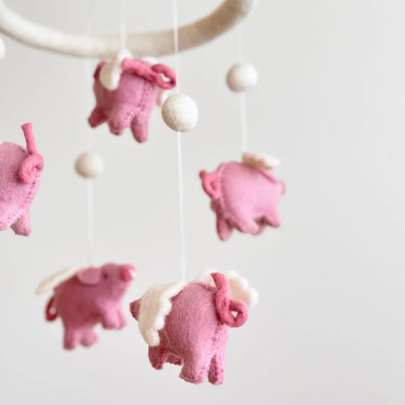 Felt Flying Pig Crib Hanging Toys By Maria Callary Toys