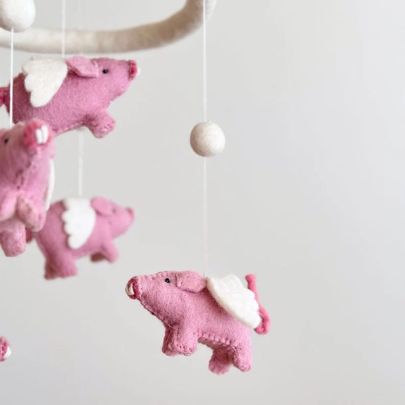 Felt Flying Pig Infant Mobile For Crib By Maria Callary Toysi