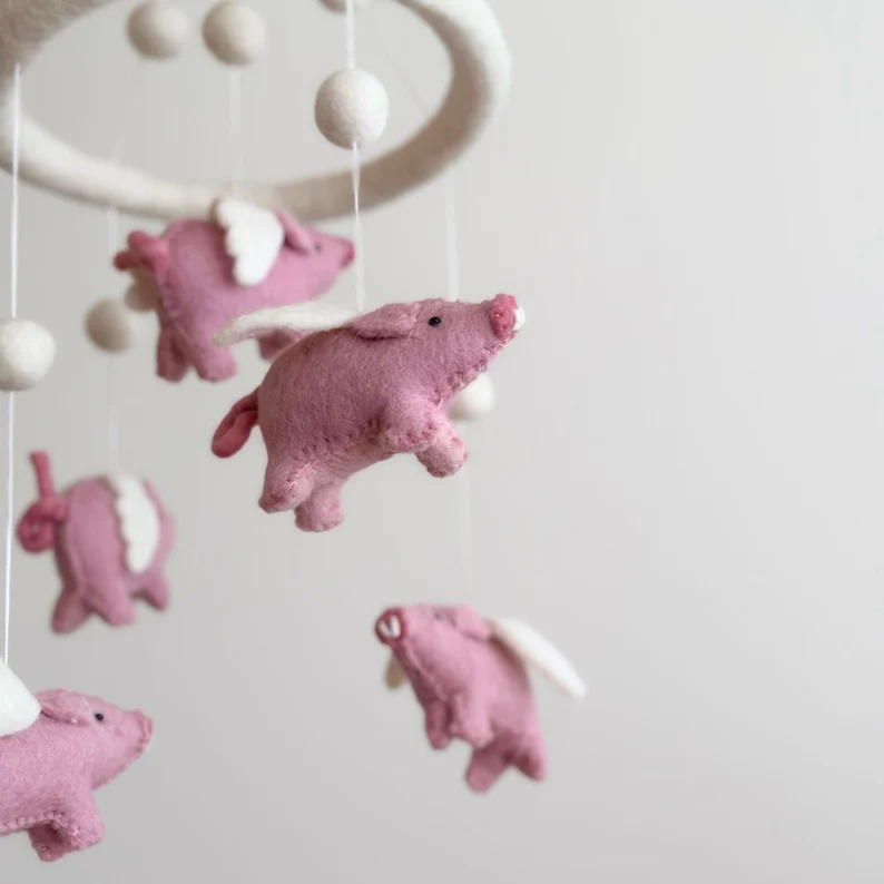 Felt Flying Pig Nursery Mobile By Maria Callary Toys