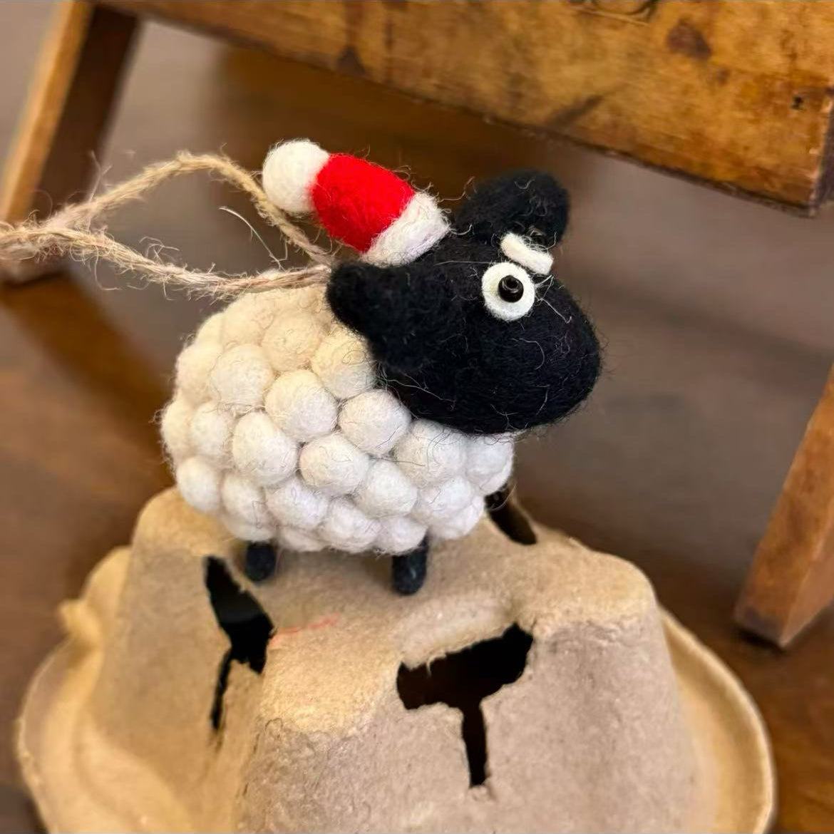 Hand Felted Sheep Hanging Ornament Decoration By Maria Callry Toys