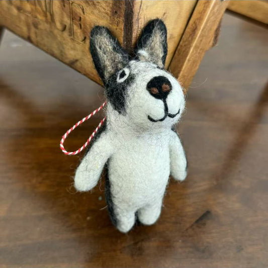 Handmade Felt Dog Christmas Hanging Decorations By Maria Callary Toys