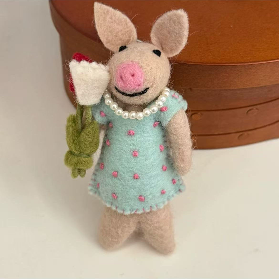 Handmade Felted Pig Hanging Decoration By Maria Callry Toys