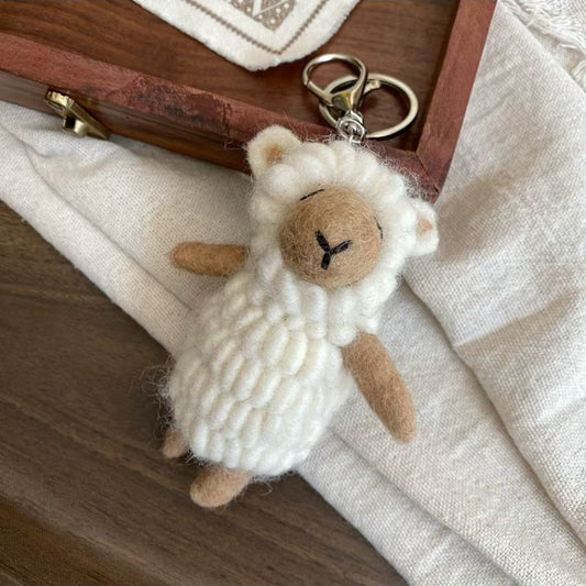 Handmade Sheep Wool Keyring By Maria Callary Toys