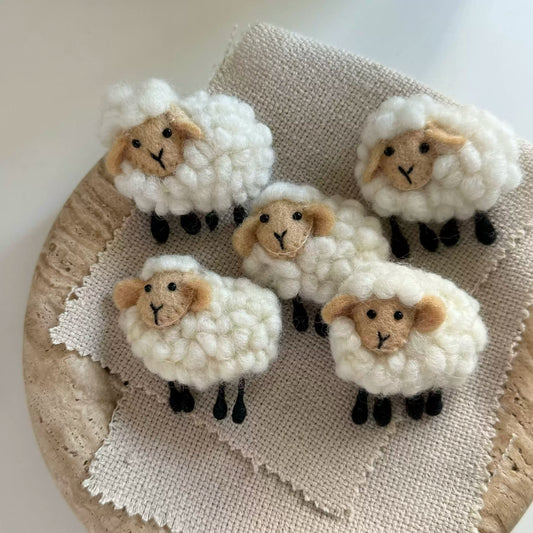 Handmade Felt Sheep Brooch