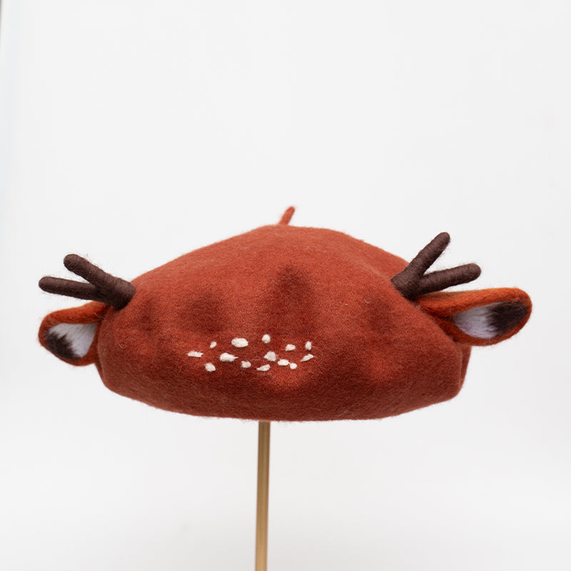 Animal Ear Wool Felt Beret, Beret Animal