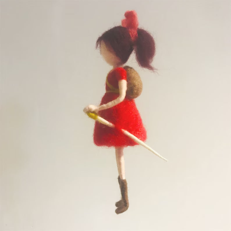 Handmade felted Christmas angel by Maria Callary Toys, a unique tree topper and gift.