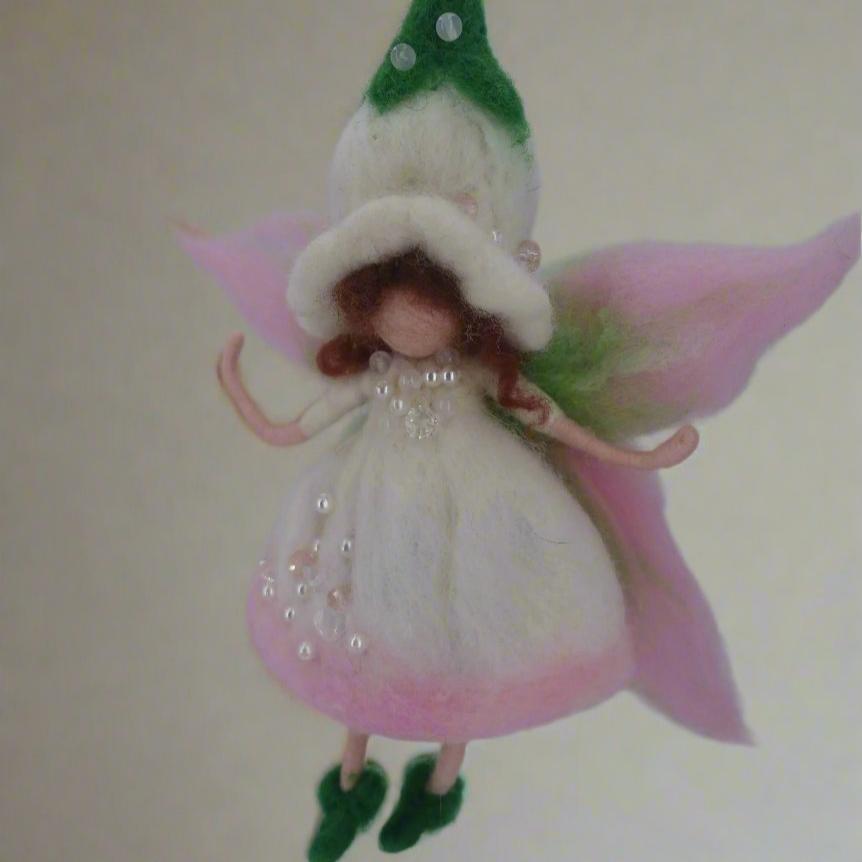 Olivia wool angel tree topper by Maria Callary Toys, an enchanting addition to holiday Christmas tree decorations.