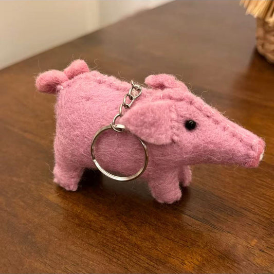 Pig Felt Keychain Charm for Backpack By Maria Callary Toys
