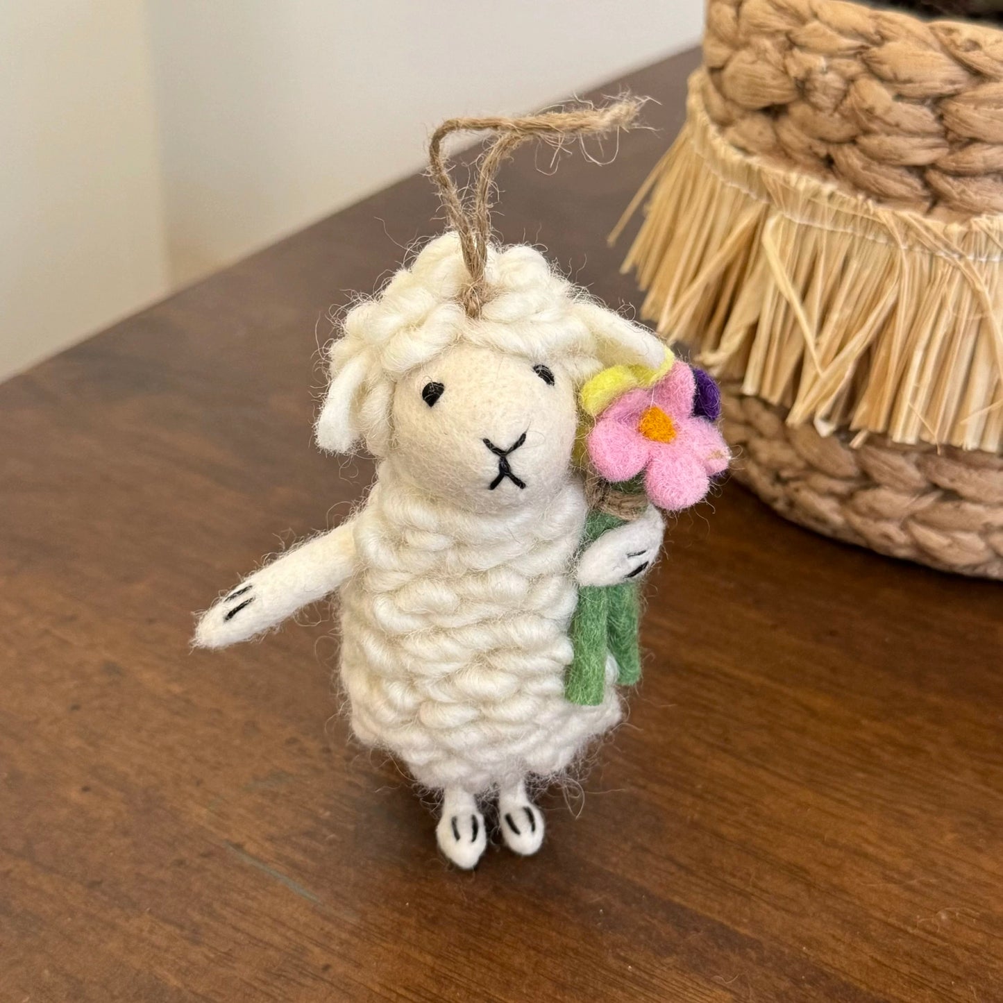 Sheep Felt Ornament for Hanging Home Decoration By Maria Callary Toys