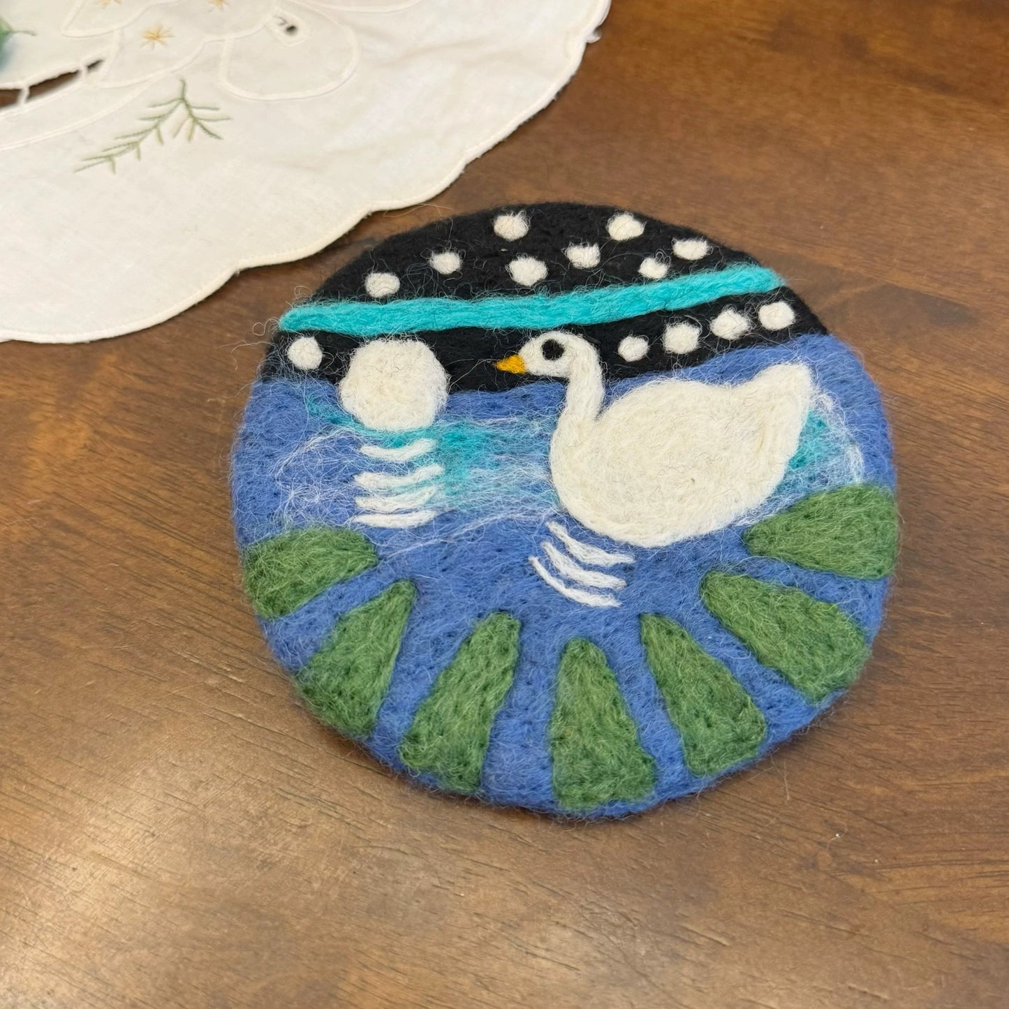 Swan Felt Wool Coasters by Maria Callary Toys
