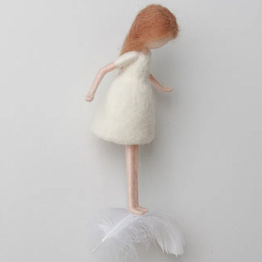 Celest, a handmade needle felted fairy by Maria Callary Toys, ideal for fairy tale nursery mobiles.