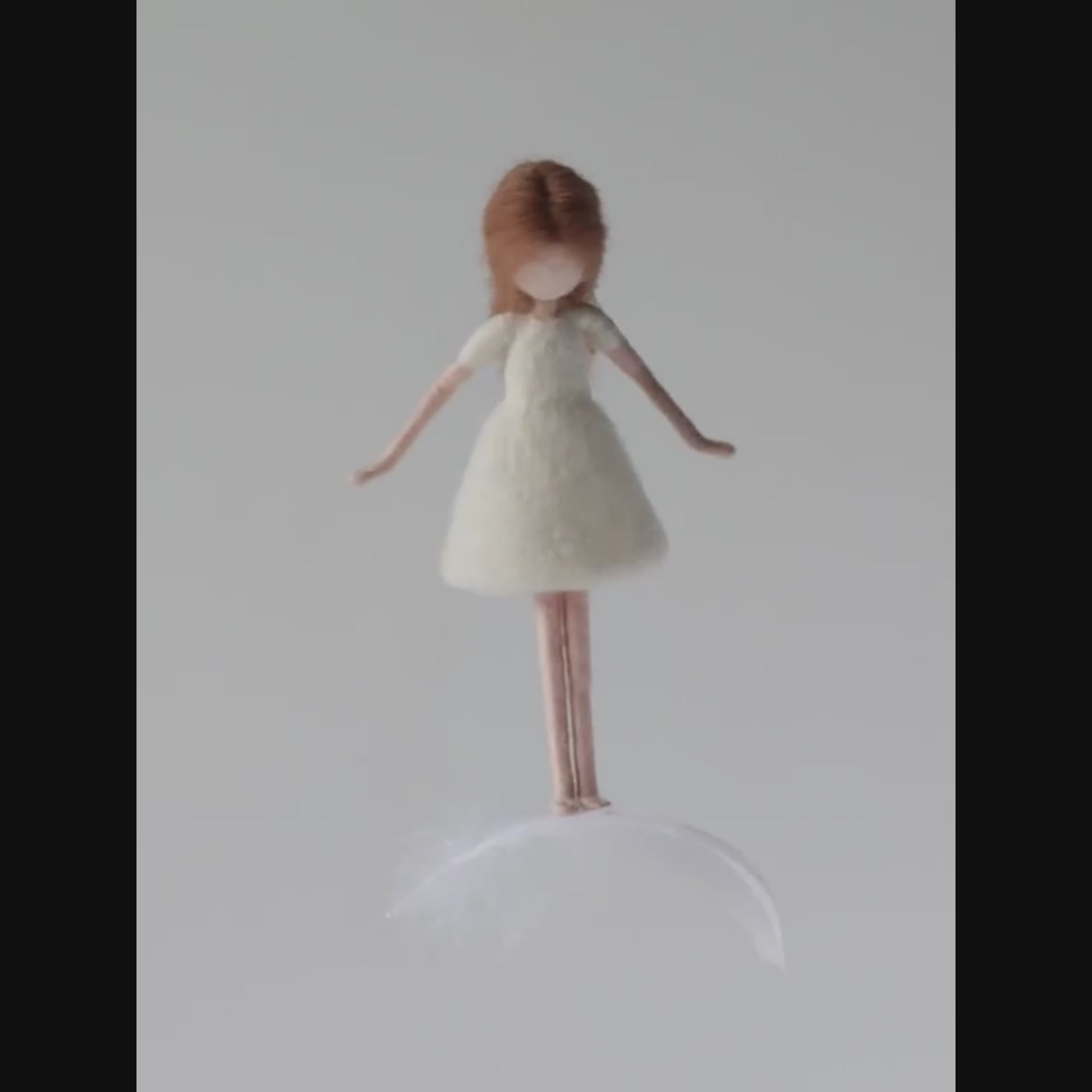 Celest as tree hanging decoration, a needle felted fairy from Maria Callary Toys, perfect for Christmas tree ornaments.