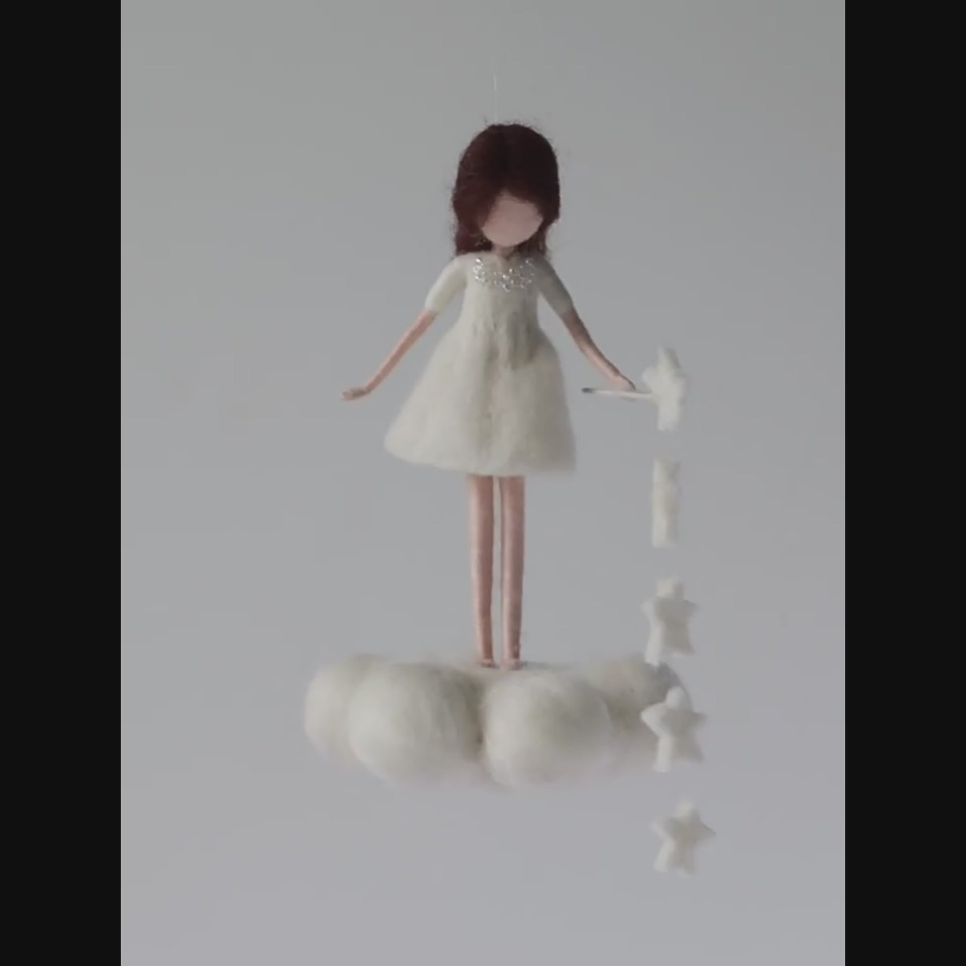 Maria Callary Toys Grace felt angel, handmade tree topper and Christmas decoration, perfect for holiday gifts.