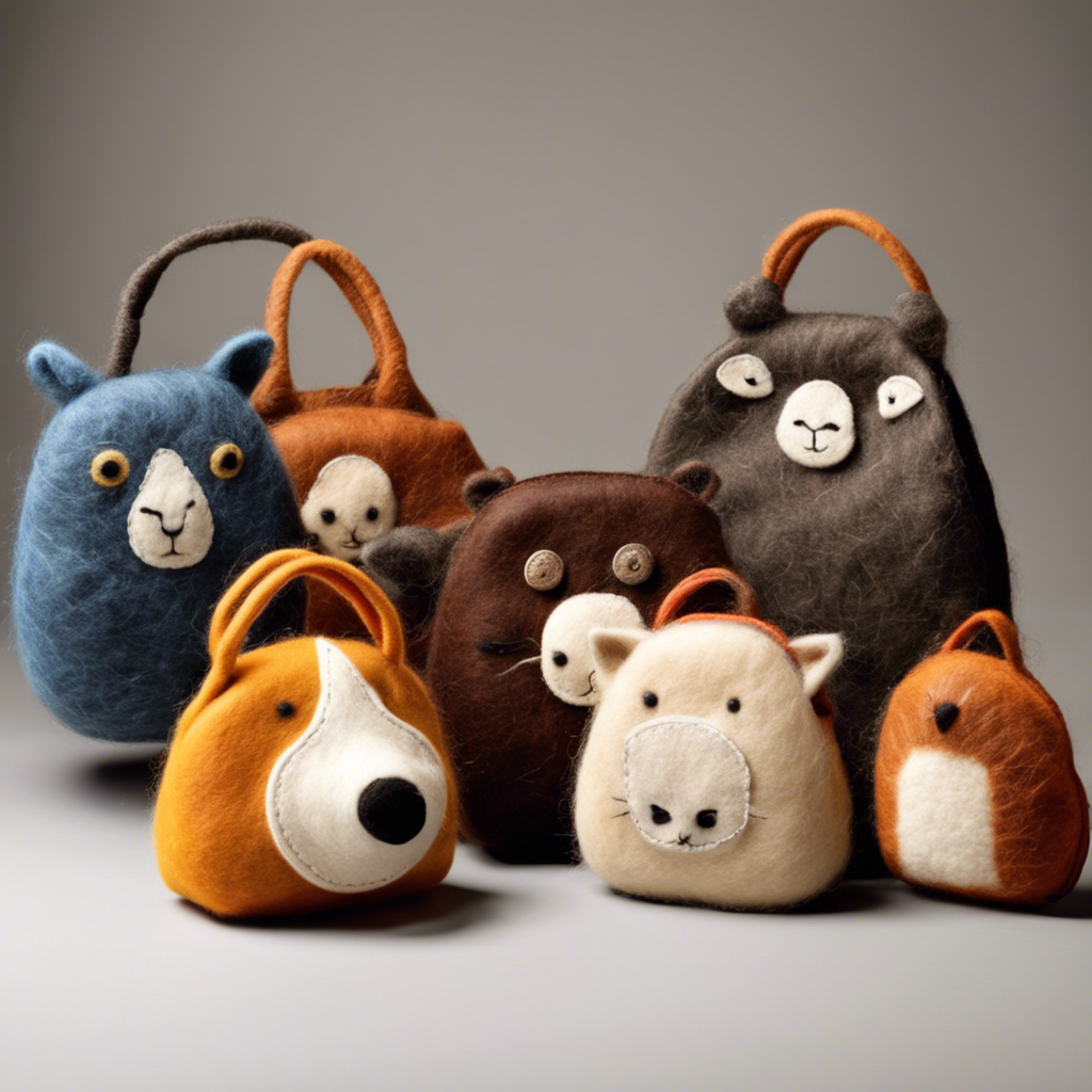 Finished Animal Felted Wool Bags