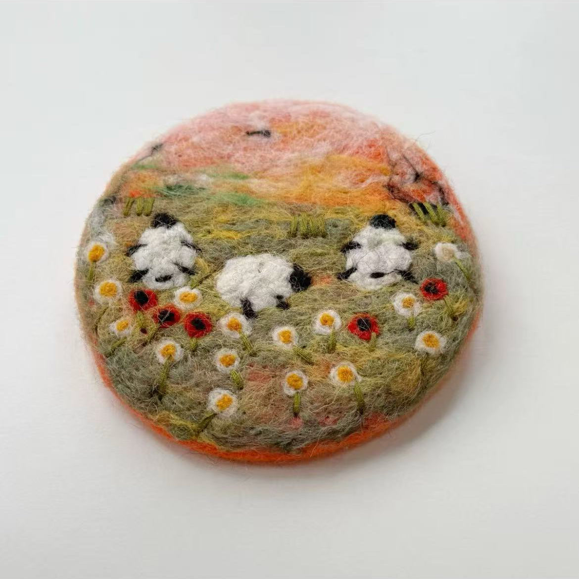 Absorbent Handmade Sheep Felt Coasters By Maria Callary Toys
