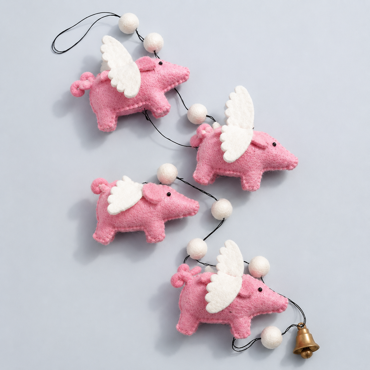 Felt Wool Flying Pig Garland