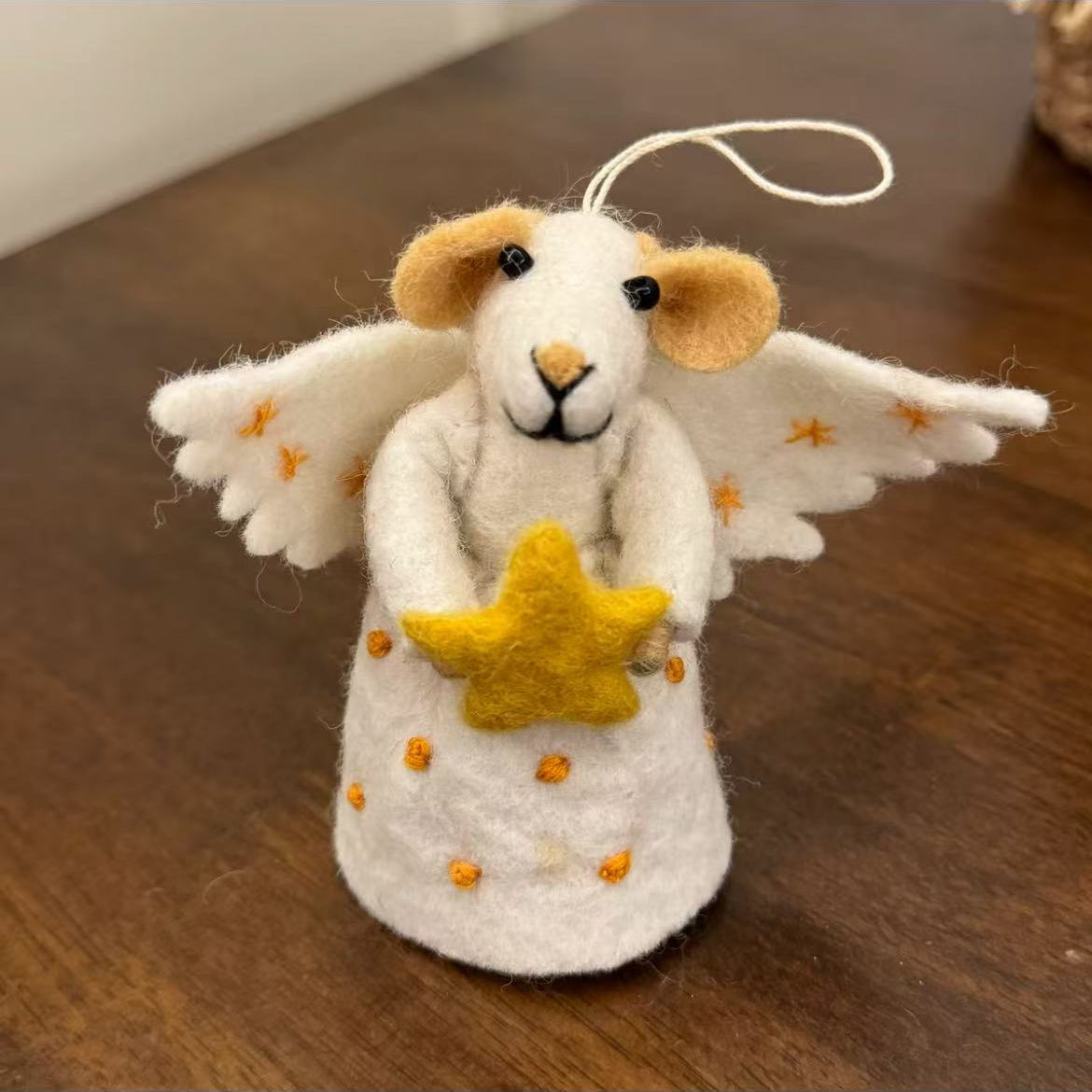 Angel Sheep Felt Animal Ornament Hanging Decoration By Maria Callary Toys