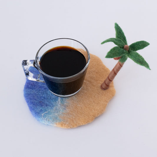 Beach and Palm Felted Drink Coaster