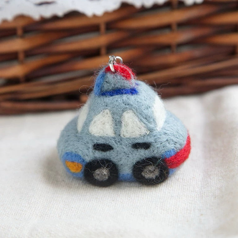 Blue Car Felt Keychain Charm By Maria Callary Toys