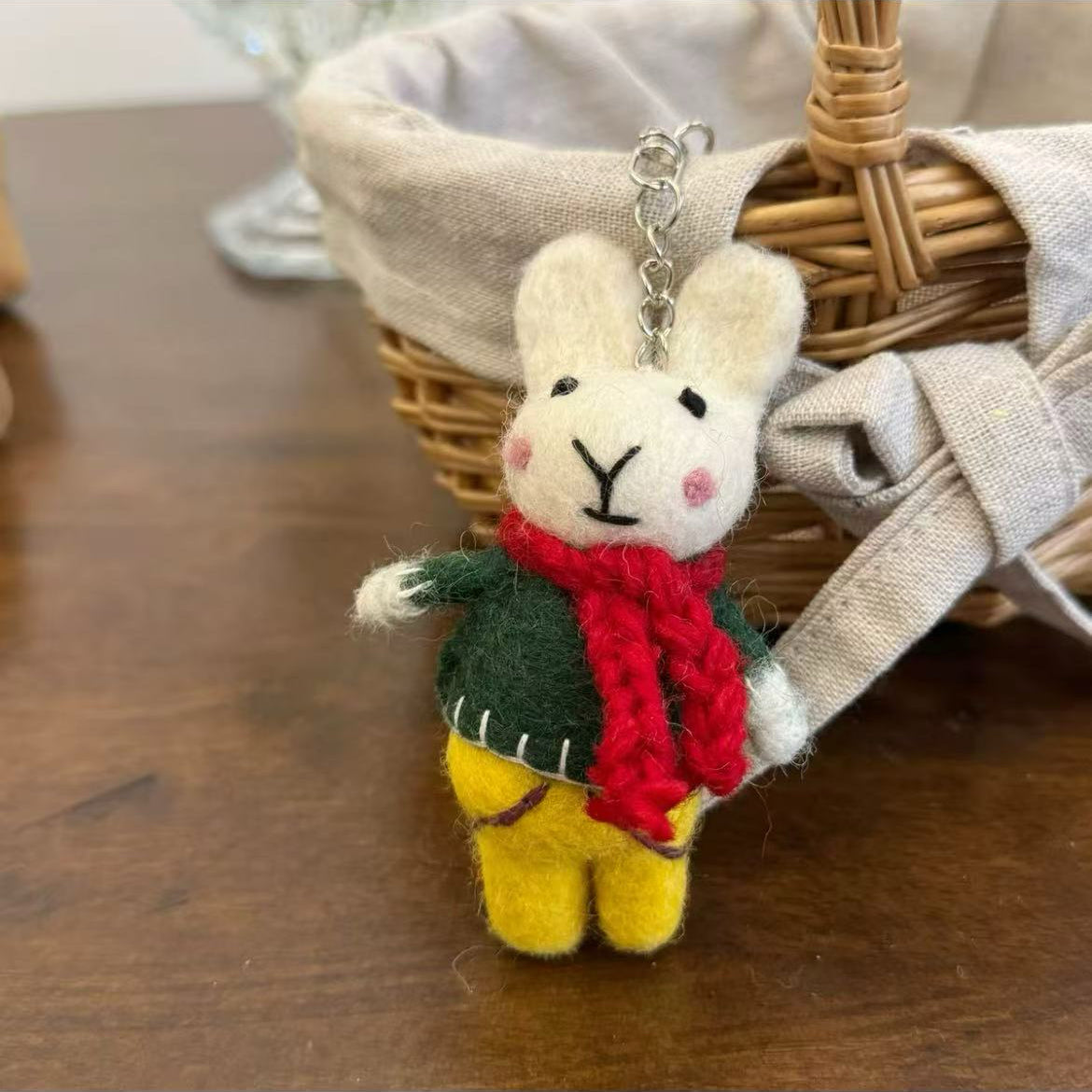 Cute Felt Bunny Keychain Charm