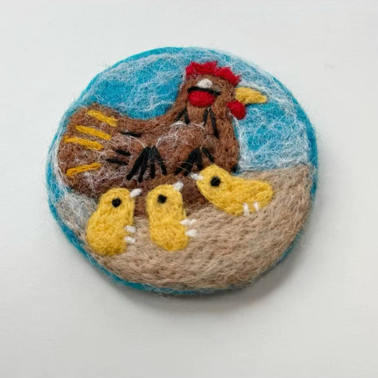 Chicken Wool Felt Drink Coasters By Maria Callary Toys