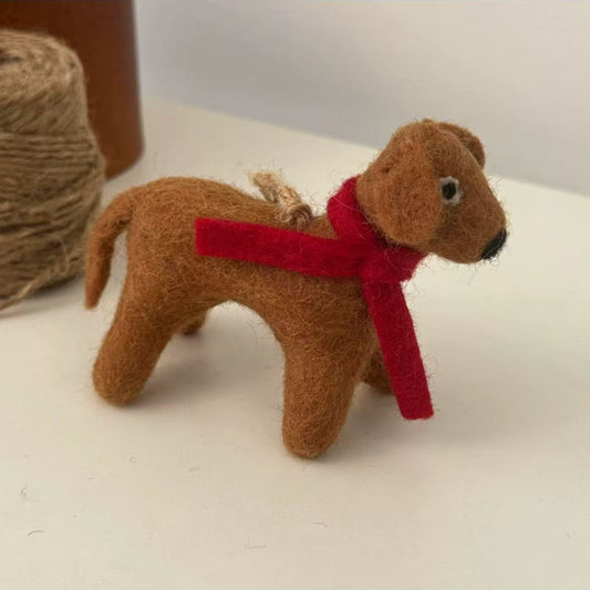 Christmas Stocking Stuffer Needle Felted Dog Ornament By Maria Callary Toys