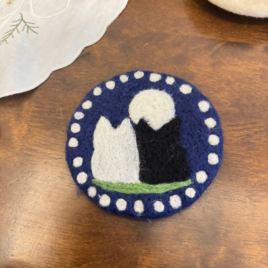 Cute Felt Cat Drink Coasters by Maria Callary Toys