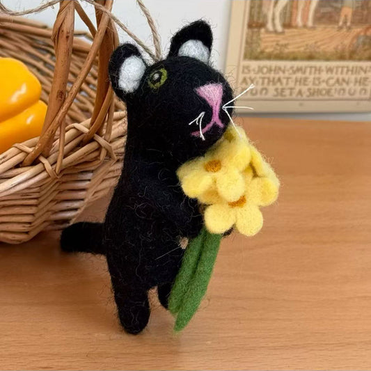Felt Cat Christmas Hanging Decorations By Maria Callary Toys