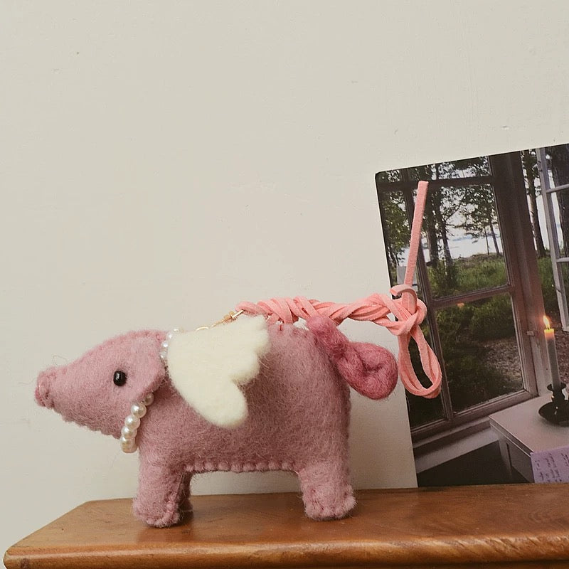 Felt Flying Pig Felted Wool Ornaments By Maria Callary Toys