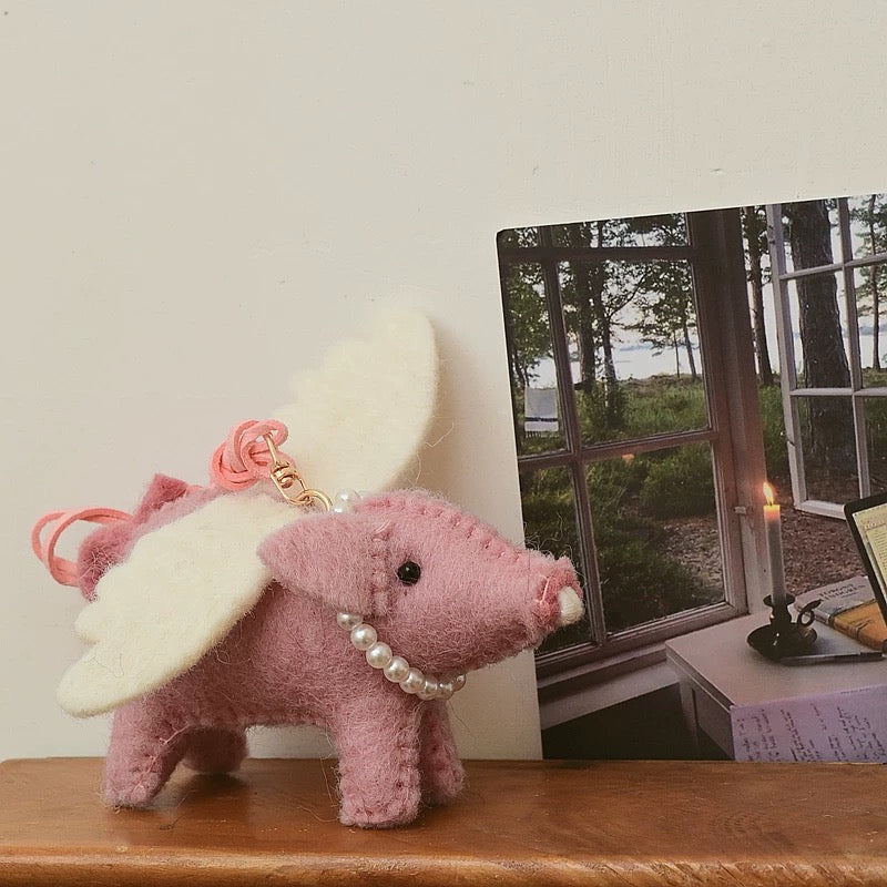 Felt Flying Pig Hanging Decoration for Christmas By Maria Callary Toys