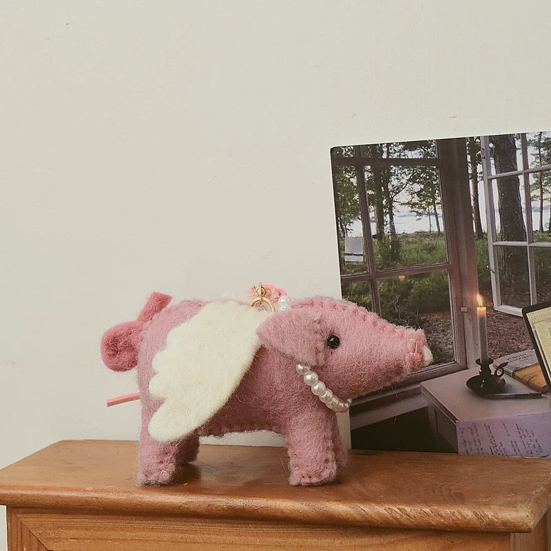Felt Flying Pig Wool Christmas Ornaments By Maria Callary Toys