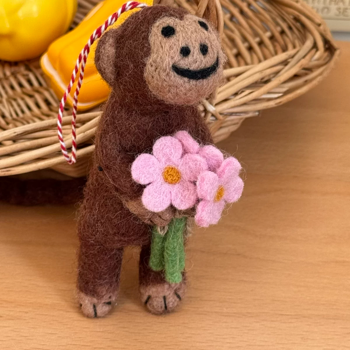Felt Monkey Hanging Decoration By Maria Callary Toys