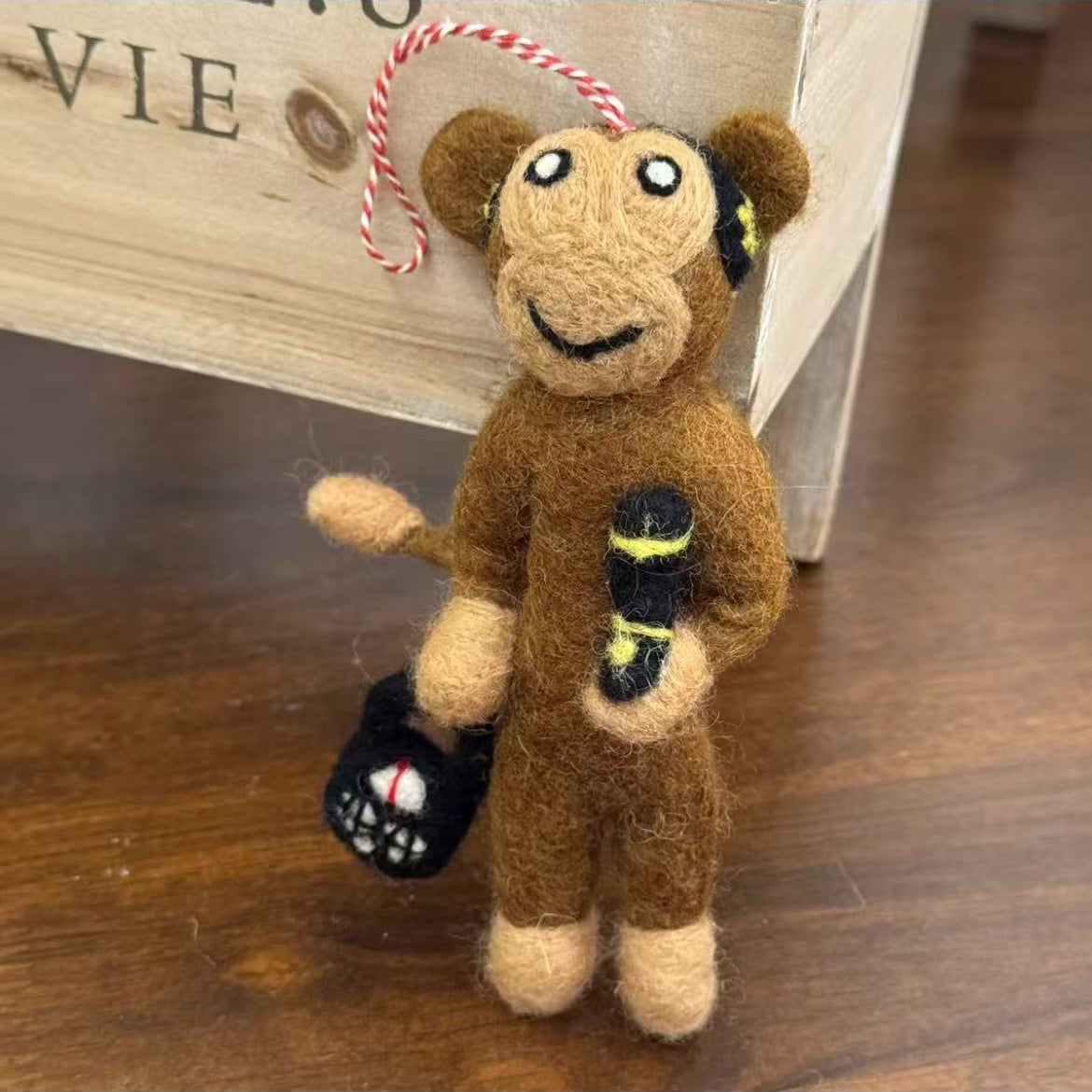 Felt Monkey Ornament Hanging Decoration By Maria Callary Toys