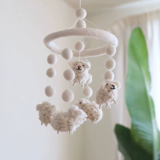 Felt Sheep Crib Mobile – Cozy & Calming Baby Room Decoration by Maria Callary Toys