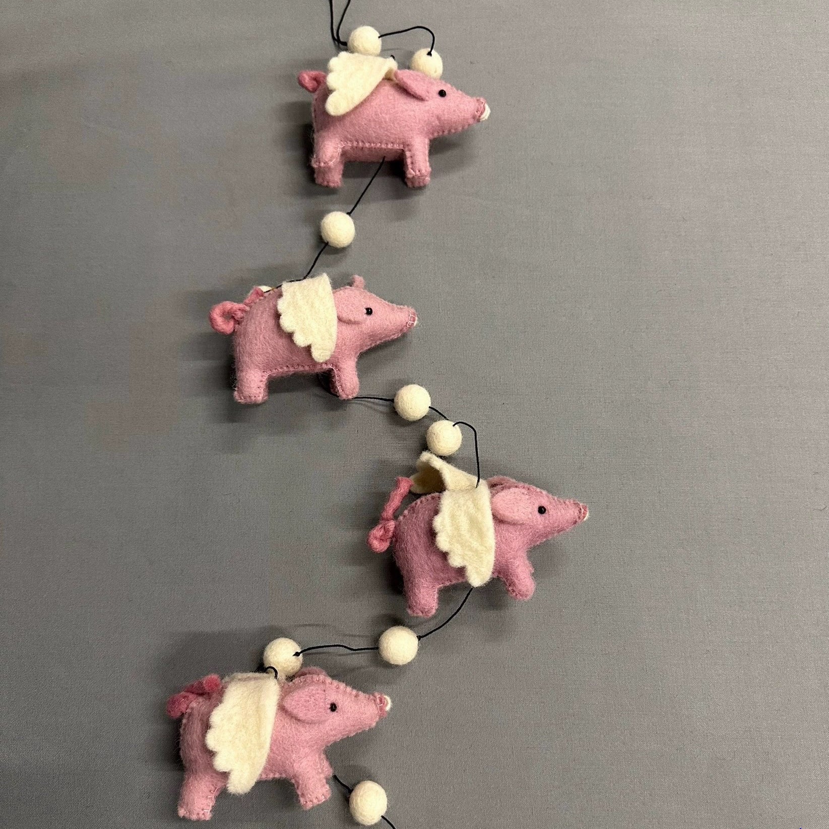 Felt Wool Flying Pig Garland By Maria Callary Toys