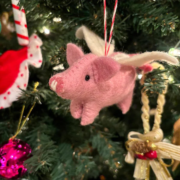 Felt Wool Ornaments with Hanging Pig Decoration By Maria Callary Toys