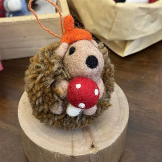 Felted Hedgehog Hanging Decoration By Maria Callary Toys
