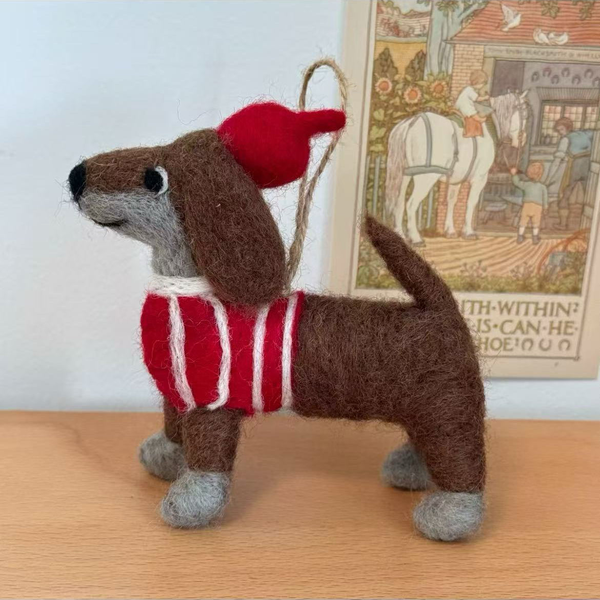 Felted Wool Dog Hanging Decoration Ornament By Maria Callry Toys