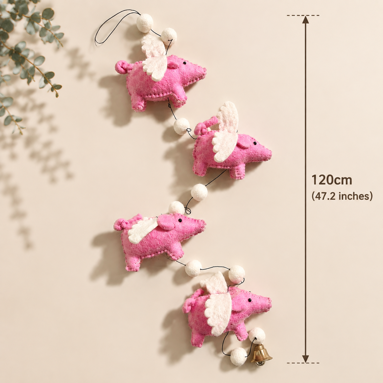 Felt Wool Flying Pig Garland