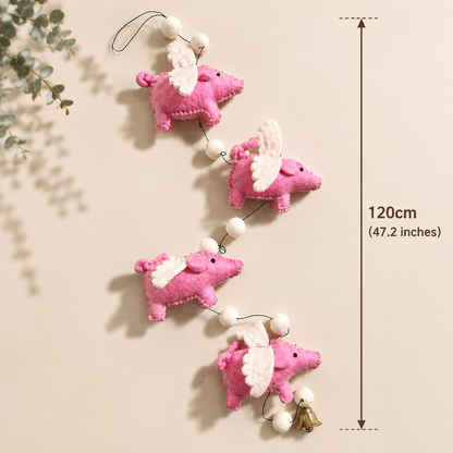 Felt Wool Flying Pig Garland