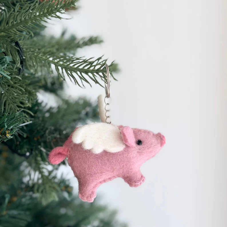 Flying Pig Felt Keychain Charm By Maria Callary Toys