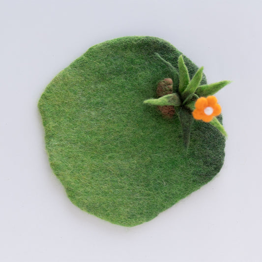 Grass and Floral Felted Drink Coaster