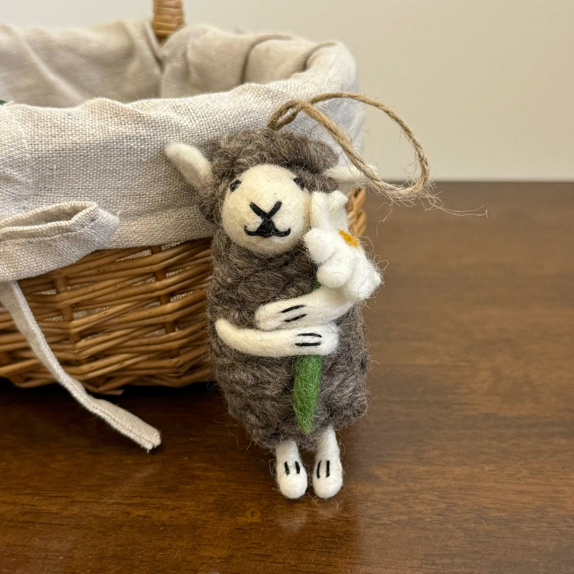 Gray Sheep Hanging Decoration Perfect for Christmas Trees By Maria Callary Toys