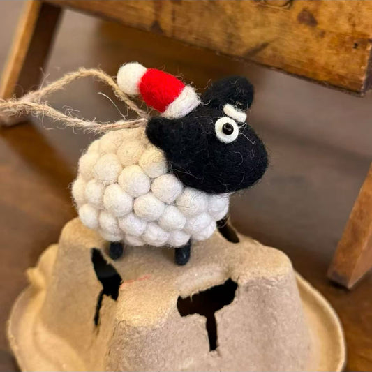 Hand Felted Sheep Hanging Ornament Decoration By Maria Callry Toys
